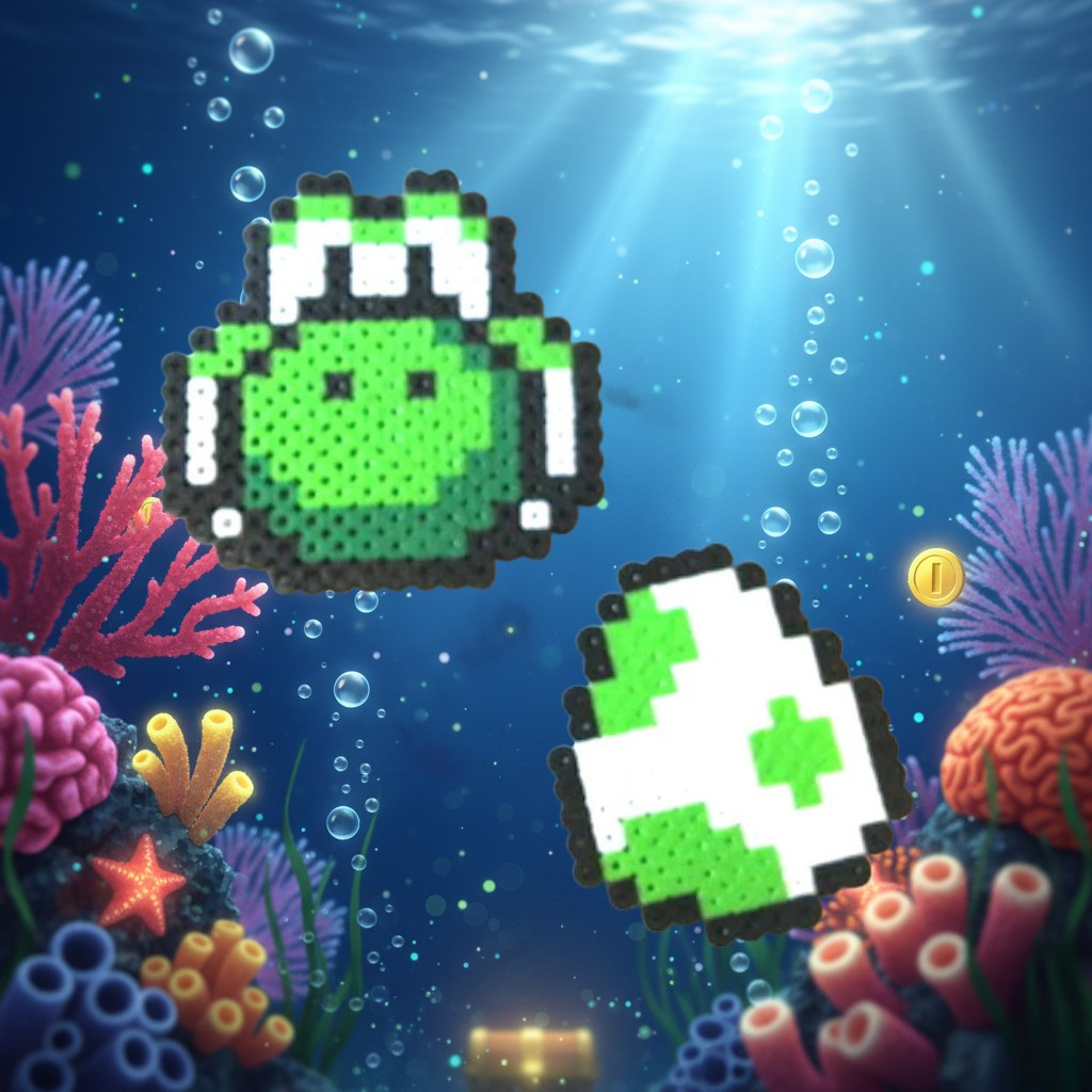 Yoshi och Yoshi-ägg pärlplatta mönster